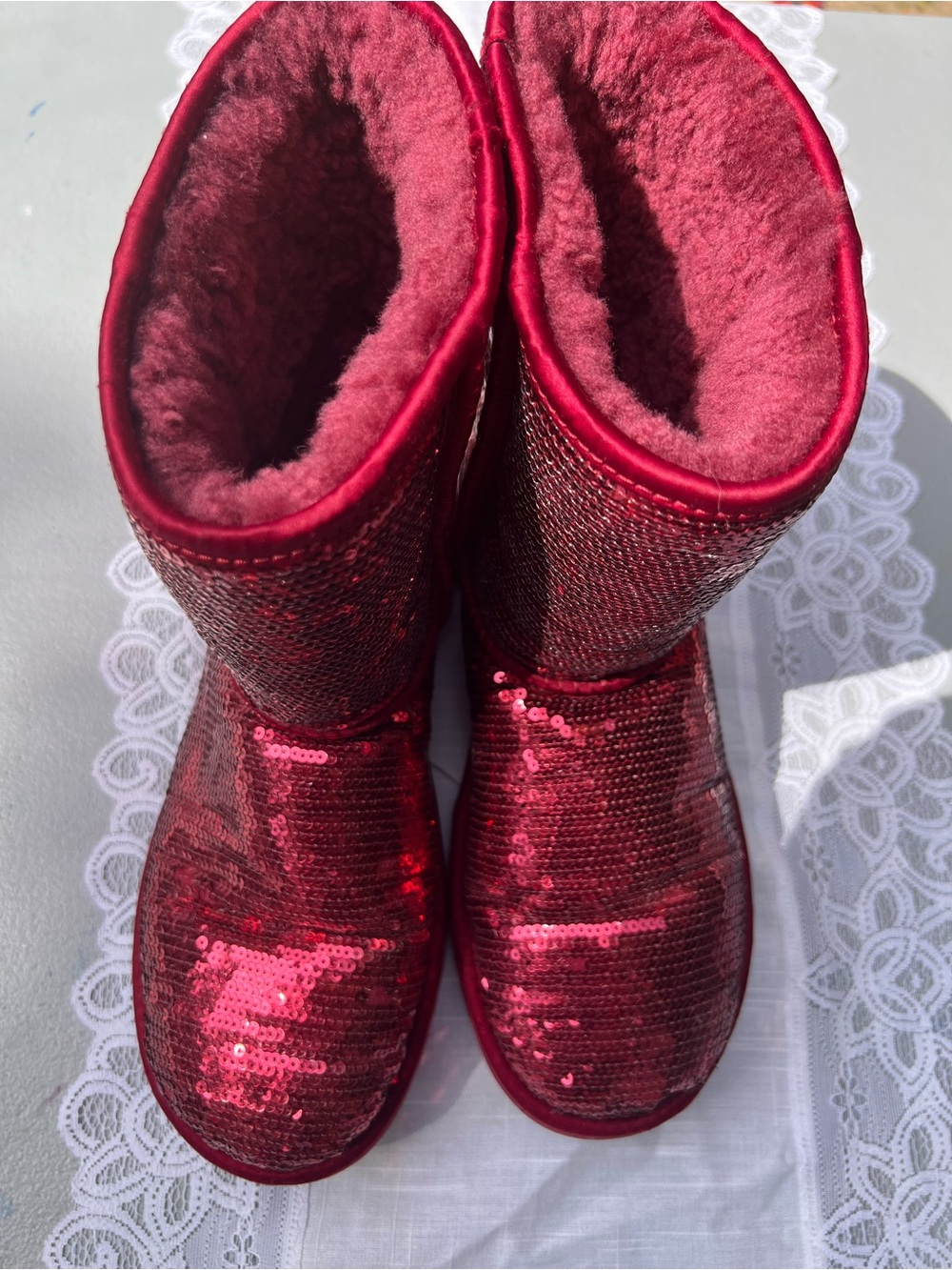 UGG Women's Sequined Short Boot in Red - Picture 6 of 6